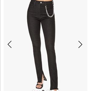 Slit hem stretch 34” inseam washed black Jean